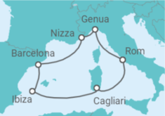 Reiseroute der Kreuzfahrt  Italien, Frankreich, Spanien Alles Inklusive - MSC Cruises