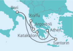 Reiseroute der Kreuzfahrt  Griechenland - MSC Cruises