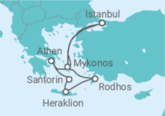 Reiseroute der Kreuzfahrt  Griechenland - Costa Kreuzfahrten