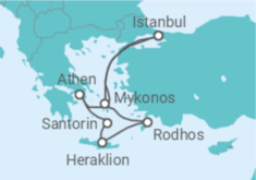 Reiseroute der Kreuzfahrt  Türkei, Griechenland - Costa Kreuzfahrten