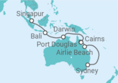 Reiseroute der Kreuzfahrt  Australien - Celebrity Cruises