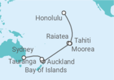 Reiseroute der Kreuzfahrt  Französisch-polynesien, Neuseeland - Celebrity Cruises