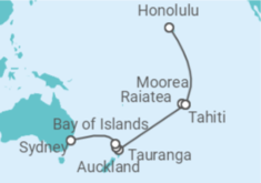 Reiseroute der Kreuzfahrt  Französisch-polynesien, Neuseeland - Celebrity Cruises