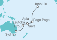 Reiseroute der Kreuzfahrt  Fidschi Inseln, Samoa, Amerikanisch-Samoa, USA - Celebrity Cruises