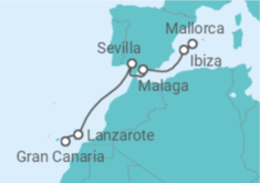 Reiseroute der Kreuzfahrt  von Mallorca nach Gran Canaria 2 - AIDA