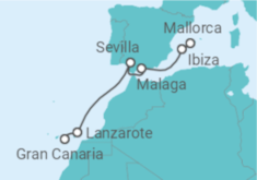 Reiseroute der Kreuzfahrt  von Mallorca nach Gran Canaria 2 - AIDA