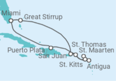 Reiseroute der Kreuzfahrt  Amerikanische Jungferninseln, Antigua Und Barbuda, Sint Maarten, Puerto Rico - NCL Norwegian Cruise Line