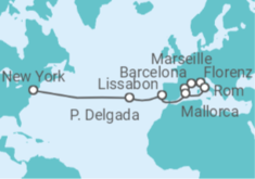 Reiseroute der Kreuzfahrt  Frankreich, Italien, Spanien, Portugal - NCL Norwegian Cruise Line