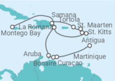 Reiseroute der Kreuzfahrt  Karibische Inseln ab Martinique - AIDA