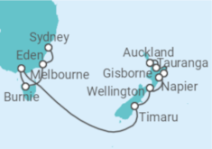 Reiseroute der Kreuzfahrt  Neuseeland, Australien - NCL Norwegian Cruise Line