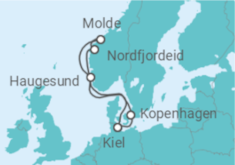 Reiseroute der Kreuzfahrt  Norwegen ab Kiel - AIDA