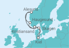 Reiseroute der Kreuzfahrt  Mittsommer in Norwegen - AIDA