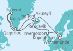 Reiseroute der Kreuzfahrt  Island & Grönland 2025 - MSC Cruises