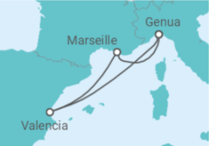 Reiseroute der Kreuzfahrt  Spanien, Frankreich - MSC Cruises