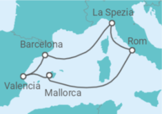 Reiseroute der Kreuzfahrt  7 Nächte - Bella Italia & spanische Fiesta - ab/bis Barcelona - Mein Schiff