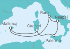 Reiseroute der Kreuzfahrt  8 Nächte - Italiens Sonnenseiten - ab/bis Palma - Mein Schiff