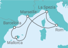 Reiseroute der Kreuzfahrt  8 Nächte - Höhepunkte des Westlichen Mittelmeers - ab/bis Palma - Mein Schiff