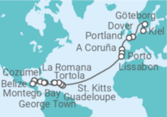 Reiseroute der Kreuzfahrt  Von Kiel nach Montego Bay (Jamaika) mit Flug - AIDA
