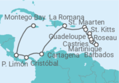Reiseroute der Kreuzfahrt  Von Montego Bay nach Fort de France mit Flug - AIDA