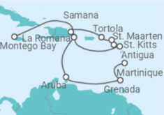 Reiseroute der Kreuzfahrt  Von Fort de France nach Montego Bay mit Flug - AIDA