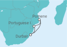 Reiseroute der Kreuzfahrt  Südafrika - MSC Cruises