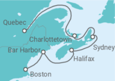 Reiseroute der Kreuzfahrt  USA, Kanada - Holland America Line