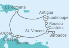 Reiseroute der Kreuzfahrt  Karibische Inseln ab Barbados - AIDA