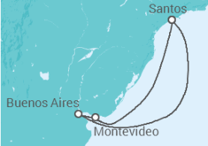 Reiseroute der Kreuzfahrt  Uruguay, Argentinien, Brasilien Alles Inklusive - Costa Kreuzfahrten