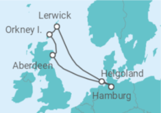 Reiseroute der Kreuzfahrt  Expedition Wildes Schottland: Inspirierende Inselschätze als Sommernachtstraum - Hapag-Lloyd Cruises