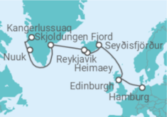 Reiseroute der Kreuzfahrt  Expedition Island und Grönland - Arktisches Kaleidoskop in vielen Farben - Hapag-Lloyd Cruises