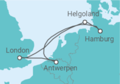 Reiseroute der Kreuzfahrt  Kurzreise Pfingsten/Frühlingsfreude mit London - Zwischen Königen und Küstenträumen - Hapag-Lloyd Cruises