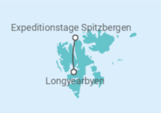 Reiseroute der Kreuzfahrt  Expedition Spitzbergen-Umrundung - Wagnis und Wunder rund um einen Mythos - Hapag-Lloyd Cruises