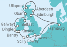 Reiseroute der Kreuzfahrt  Die Legenden Irlands und der Highlands - Hapag-Lloyd Cruises