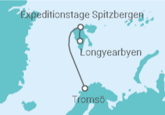 Reiseroute der Kreuzfahrt  Expedition Spitzbergen-Umrundung via Kvitøya - Spitzbergens geheime Seite - Hapag-Lloyd Cruises