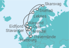 Reiseroute der Kreuzfahrt  Mittsommer in Norwegen - Hapag-Lloyd Cruises