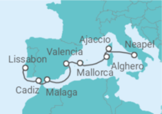 Reiseroute der Kreuzfahrt  Das Mittelmeer in all seinen Facetten - Hapag-Lloyd Cruises