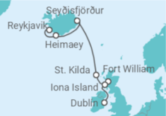 Reiseroute der Kreuzfahrt  Expedition Wildes Schottland und Island: Entdeckersphären - Schön, nah, ursprünglich - Hapag-Lloyd Cruises