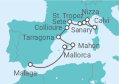 Reiseroute der Kreuzfahrt  Glanzlichter der französischen Riviera und Balearen - Hapag-Lloyd Cruises
