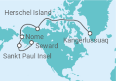 Reiseroute der Kreuzfahrt  Expedition Nordwestpassage - Inbegriff von Pioniergeist - Hapag-Lloyd Cruises