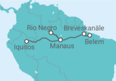 Reiseroute der Kreuzfahrt  Expedition Amazonas (stromabwärts) – Die Mutter aller Flussabenteuer - Hapag-Lloyd Cruises