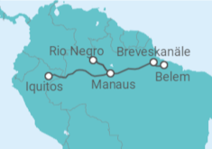 Reiseroute der Kreuzfahrt  Expedition Amazonas (stromabwärts) – Die Mutter aller Flussabenteuer - Hapag-Lloyd Cruises