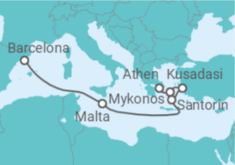 Reiseroute der Kreuzfahrt  Malta, Griechenland, Türkei - Royal Caribbean
