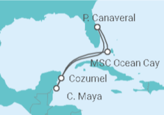 Reiseroute der Kreuzfahrt  Mexiko Alles Inklusive - MSC Cruises