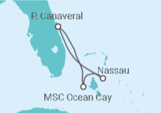 Reiseroute der Kreuzfahrt  Bahamas - MSC Cruises