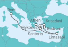 Reiseroute der Kreuzfahrt  Griechenland, Türkei, Zypern - Royal Caribbean