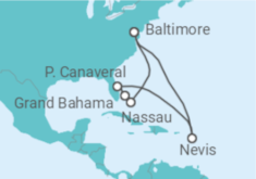 Reiseroute der Kreuzfahrt  USA, Bahamas - Royal Caribbean