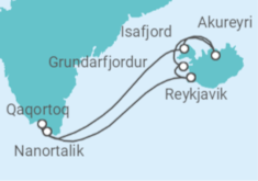 Reiseroute der Kreuzfahrt  Island, Grönland - NCL Norwegian Cruise Line