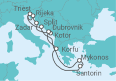 Reiseroute der Kreuzfahrt  Montenegro, Kroatien, Griechenland - NCL Norwegian Cruise Line