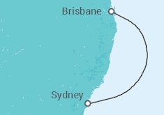 Reiseroute der Kreuzfahrt  Australien - Royal Caribbean