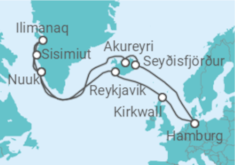 Reiseroute der Kreuzfahrt  Island & Grönland - AIDA